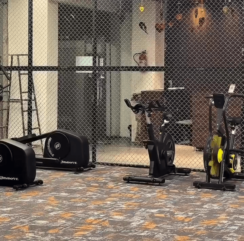 Gym facilities and equipment display